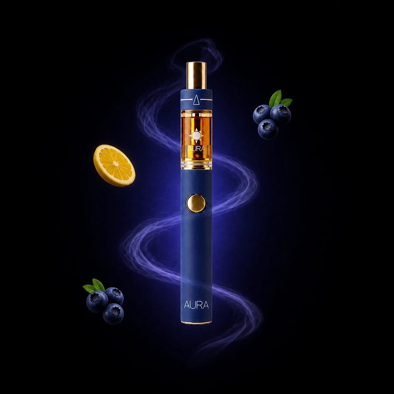 Blueberry Aura vape with Sweet Blueberry, Light Citrus flavor notes